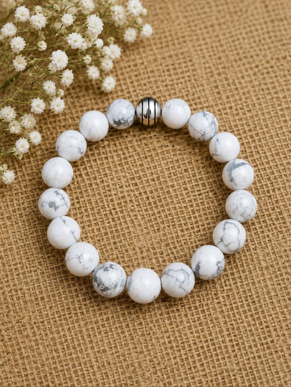 Howlite Beads Stretch Bracelet | Handmade